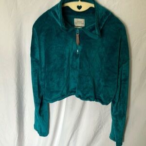 Urban Outfitters: Teal Fleece Pullover- Cropped- Boxy- S